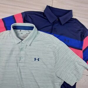 Lot of 2 Under Armour Playoff Polo Shirt Mens Large Golf Performance Stretch